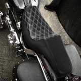 C.C. RIDER Dyna Step Up Seat 2 up Seat White Lattice Stitching For Dyna Low Rider Fat Bob FXD/FXDWG, 2006-2017