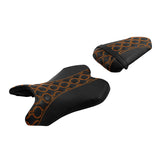 C.C. RIDER YZF R1 Front And Rear Seat For YAMAHA YZFR1 Black Orange Circle Pattern, 2007-2008