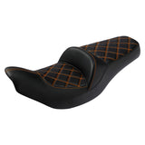 C.C. RIDER Indian Seat One Piece 2 Up Seat Orange Lattice Stitching For Indian Chieftain Models, 2014-2024