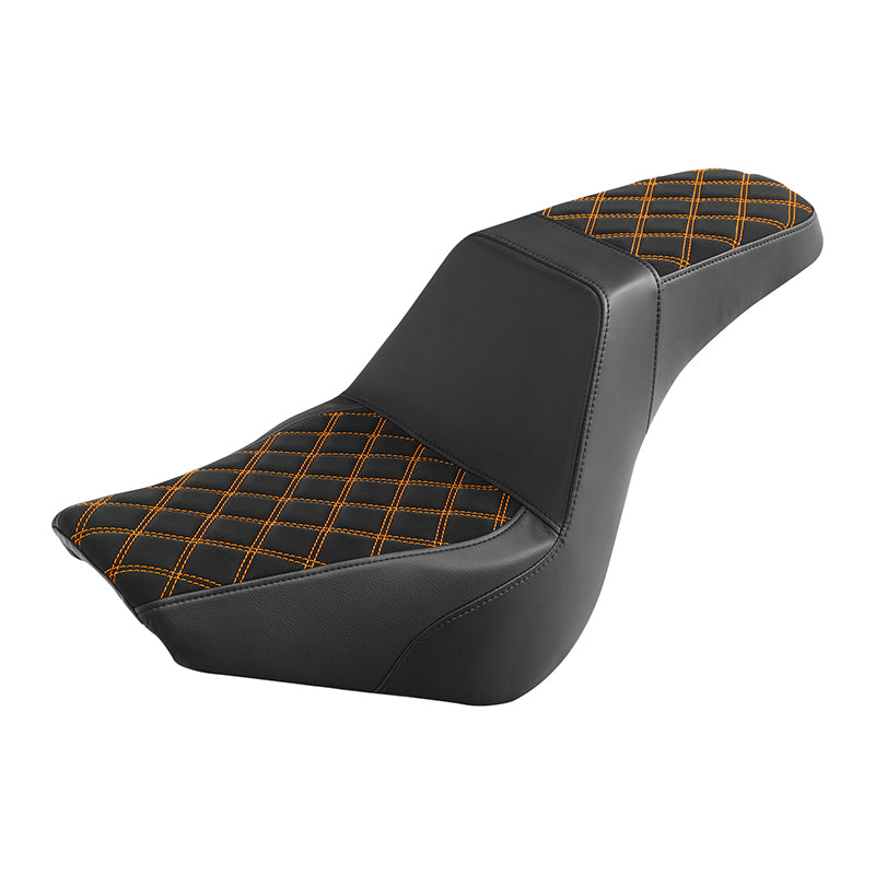C.C. RIDER Softail Step Up Seat 2 up Seat Alcantara Lattice Stitching For Softail Standard Street Bob FXBB Standard FXST, 2018-2023