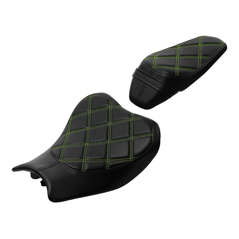 C.C. RIDER Z900 Front And Rear Green Diamond Stitching Seat Fit For Kawasaki Z900, 2017-2023