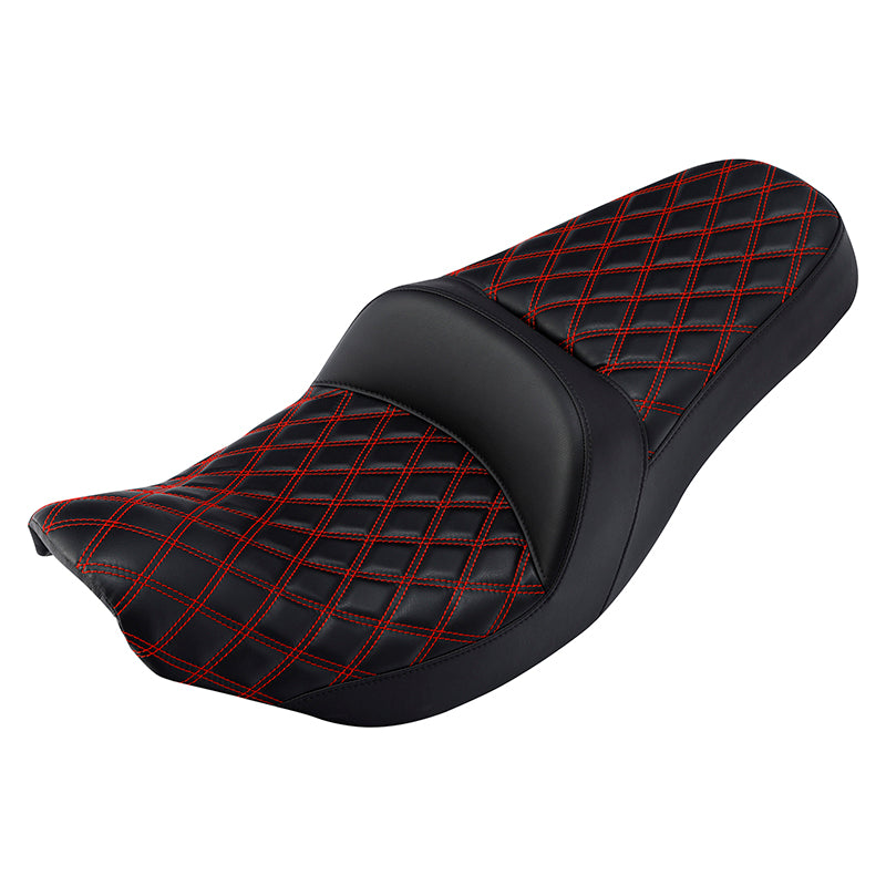 C.C. RIDER Indian Seat One Piece 2 Up Seat Red Lattice Stitching For Indian Chieftain Models, 2014-2025