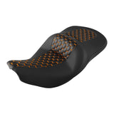 C.C.RIDER Indian Chieftain 2 Up Seat Touring Motorcycle Seat Orange Diamond Stitching 2014-2024