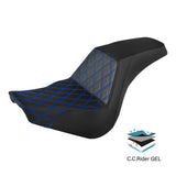 Gel Seat C.C. RIDER Softail Seat 2 up Seat Step Up Lattice Stitching For Softail Standard Street Bob FXBB Standard FXST, 2018-2024