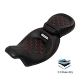 Gel Seat C.C. RIDER Two-Piece 2-Up Seat Bullet For Harley Touring CVO Electra Street Glide 2009-2023