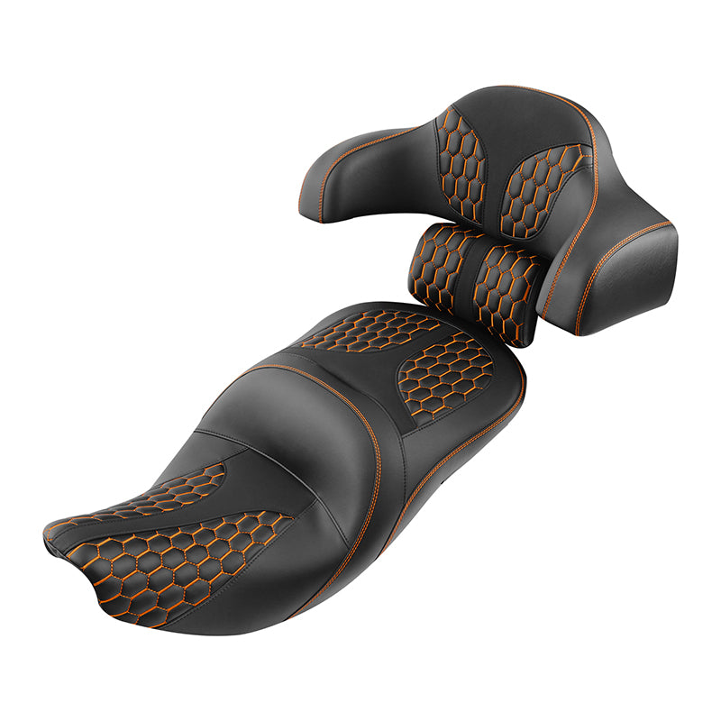 C.C.RIDER Indian Chieftain 2 Up Seat Touring Motorcycle Seat With Passenger Backrest Pad, 2014-2025