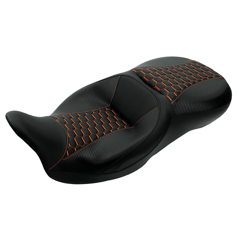 C.C. RIDER Touring Seat 2 Up Seat Driver Passenger Seat Homeycomb For Harley CVO Road Glide Electra Glide Street Glide Road King, 2009-2023