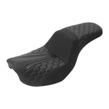 C.C. RIDER Dyna Step Up Seat 2 up Seat Honeycomb Stitching For Dyna Low Rider Fat Bob FXD/FXDWG, 2006-2017