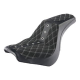 C.C. RIDER Softail Step Up Seat 2 up Seat Alcantara Lattice Stitching For Softail Standard Street Bob FXBB Standard FXST, 2018-2024