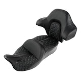C.C. RIDER Touring Seat Driver Passenger Seat With Backrest For Harley CVO Road Glide Electra Glide Street Glide Road King, Black Red, 2014-2023