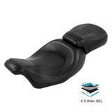 Gel Seat C.C. RIDER Touring Seat Two Piece 2 Up Seat Low Profile Driver Passenger Seat Bullet For Road Glide Street Glide Road King, 2009-2023