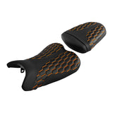 C.C. RIDER GSX-R750 GSX-R600 Front And Rear Seat Fit For SUZUKI GSXR750 GSXR600 Orange Honeycomb Stitch , 2006-2007