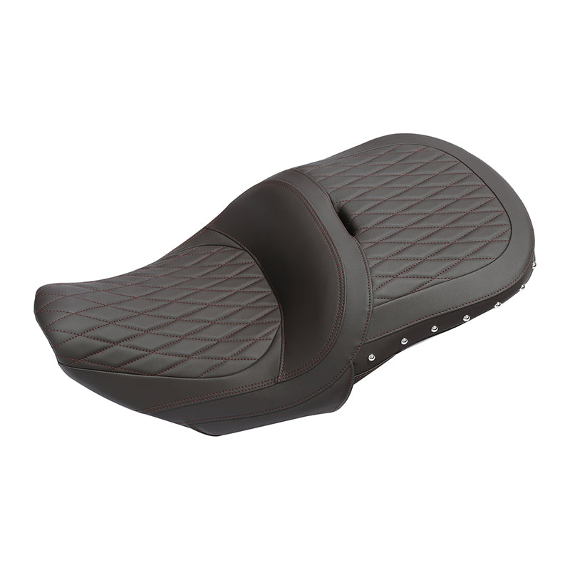 C.C.RIDER Indian Chieftain 2 Up Seat Stud Design Lattice Stitching Touring Motorcycle Seat, 2014-2025