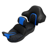 C.C. RIDER Touring Seat Driver Passenger Seat With Backrest For Harley CVO Road Glide Electra Glide Street Glide Road King, Black Blue, 2014-2023