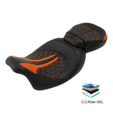 Gel Seat Touring Seat Two Piece Seat Low Profile Driver Passenger Seat For Road Glide Street Glide Road King, 2009-2023