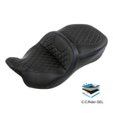 Gel Seat C.C. RIDER Touring Seat 2 Up Seat Driver Passenger Seat For Harley CVO Road Glide Electra Glide Street Glide Road King, 2009-2023