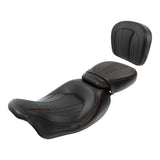 C.C. RIDER Touring Seat Two Piece Low Profile Driver Passenger Seat With Backrest For Road Glide Street Glide Road King, Black Orange, 2009-2023