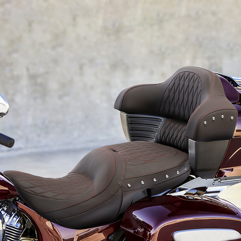 C.C.RIDER Indian Chieftain 2 Up Seat Touring Motorcycle Seat With Passenger Backrest Pad