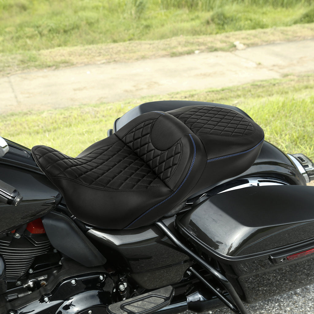 Gel Seat C.C. RIDER Touring Seat 2 Up Seat Driver Passenger Seat For Harley CVO Road Glide Electra Glide Street Glide Road King, 2009-2023