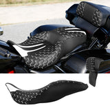 C.C. RIDER Touring Seat Driver Passenger Seat With Backrest For Harley Touring Street Glide Road Glide Electra Glide, Black White, 2008-2023