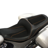 C.C. RIDER Indian Seat One Piece 2 Up Seat Orange Stitching Alcantara Seat For Indian Chieftain Models, 2014-2024