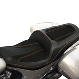C.C. RIDER Indian Seat One Piece 2 Up Seat Orange Stitching Alcantara Seat For Indian Chieftain Models, 2014-2023