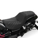 C.C. RIDER Dyna Step Up Seat 2 up Seat Honeycomb Stitching For Dyna Low Rider Fat Bob FXD/FXDWG, 2006-2017