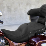 C.C.RIDER Indian Chieftain 2 Up Seat Stud Design Lattice Stitching Touring Motorcycle Seat, 2014-2024