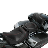 C.C. RIDER Touring Seat Two Piece Low Profile Driver Passenger Seat With Backrest For Road Glide Street Glide Road King, Black Red, 2014-2023