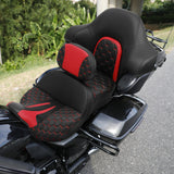 C.C. RIDER Touring Seat Driver Passenger Seat With Backrest For Harley CVO Road Glide Electra Glide Street Glide Road King, Black Red, 2014-2024