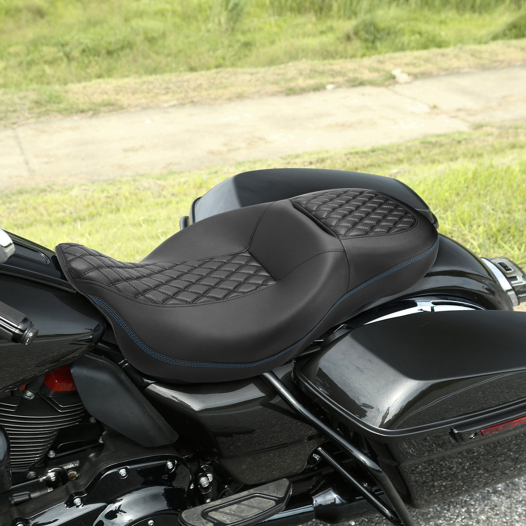 C.C. RIDER Touring Seat 2 Up Seat Driver Passenger Seat Diamond Grip For Harley CVO Road Glide Electra Glide Street Glide Road King, 2009-2023