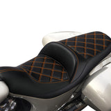 C.C. RIDER Indian Seat One Piece 2 Up Seat Orange Lattice Stitching For Indian Chieftain Models, 2014-2024