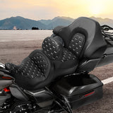 C.C. RIDER Touring Seat Driver Passenger Seat With Backrest For Harley CVO Road Glide Electra Glide Street Glide Road King, Black White, 2014-2023