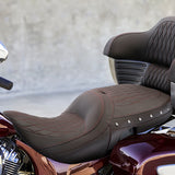 C.C.RIDER Indian Chieftain 2 Up Seat Stud Design Lattice Stitching Touring Motorcycle Seat, 2014-2024