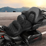 C.C. RIDER Touring Seat Driver Passenger Seat With Backrest For Harley CVO Road Glide Electra Glide Street Glide Road King, Black, 2014-2023