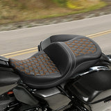 C.C. RIDER Touring Seat Driver Passenger Seat 2 Up Seat For FL Touring Road King Electra Glide Road Glide, White, 2009-2023