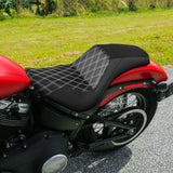 Gel Seat C.C. RIDER Softail Seat 2 up Seat Step Up Lattice Stitching For Softail Standard Street Bob FXBB Standard FXST, 2018-2024