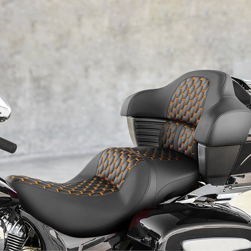 C.C.RIDER Indian Chieftain 2 Up Seat Touring Motorcycle Seat With Passenger Backrest Pad, 2014-2025