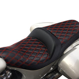 C.C. RIDER Indian Seat One Piece 2 Up Seat Red Lattice Stitching For Indian Chieftain Models, 2014-2025