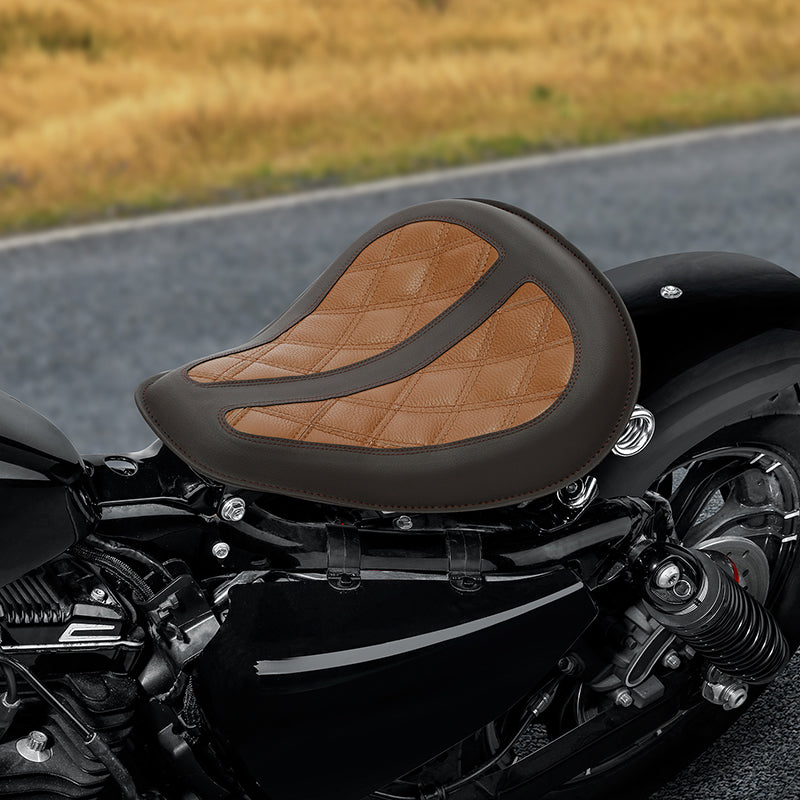 C.C. RIDER Sportster Seat Solo Spring Seat Classic Brown Diamond Stitch For Iron 883 Iron 1200 Bobber Seat Chopper Seat 2004-2024