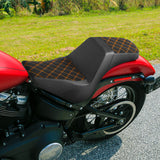 C.C. RIDER Softail Step Up Seat 2 up Seat Alcantara Lattice Stitching For Softail Standard Street Bob FXBB Standard FXST, 2018-2023