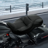 C.C. RIDER Touring Seat 2 Up Seat Driver Passenger Seat Homeycomb For Harley CVO Road Glide Electra Glide Street Glide Road King, 2009-2023