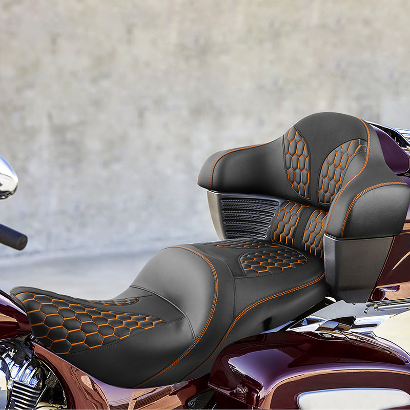 C.C.RIDER Indian Chieftain 2 Up Seat Touring Motorcycle Seat With Passenger Backrest Pad, 2014-2025