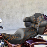 C.C.RIDER Indian Chieftain 2 Up Seat Touring Motorcycle Seat With Passenger Backrest Pad, 2014-2024