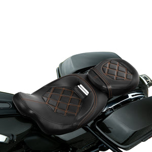 Gel Seat C.C. RIDER Touring Seat Two Piece 2 Up Seat Low Profile Driver Passenger Seat Octane For Road Glide Street Glide Road King, 2009-2023