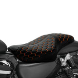 C.C. RIDER Orange Honeycomb Sportster Seat 2 up Seat Iron 883 Iron 1200 XL883 XL1200 Bobbor Seat, 2004-2023