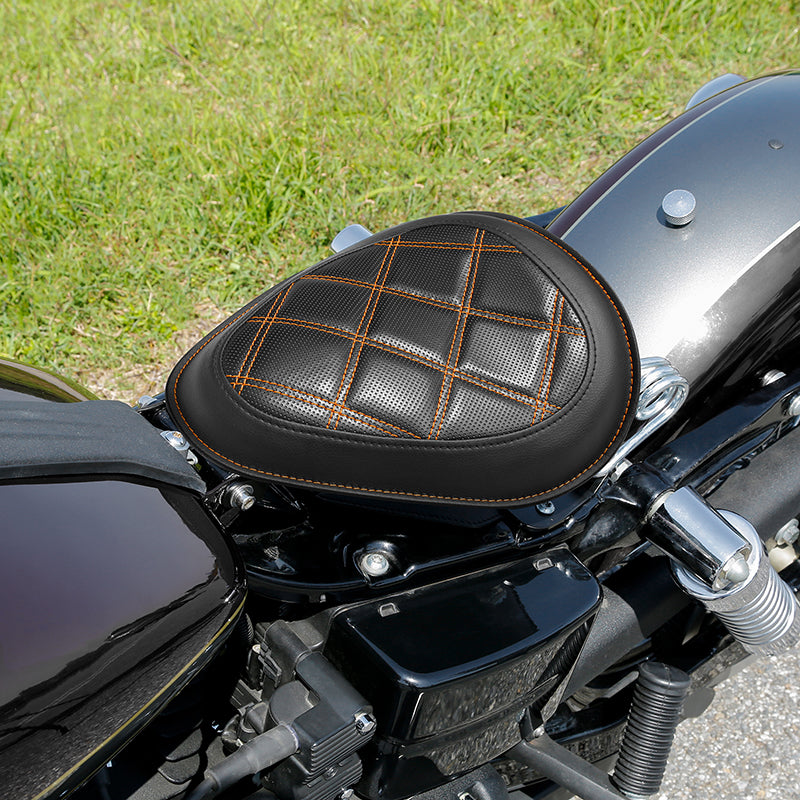 C.C.Rider Dyna Solo Spring Seat Chopper Style Motorcycle Seat Lattice Stitching For FXD / FXDWG Dyna Models Switchback Super Glide, 2007-2017