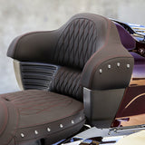 C.C.RIDER Indian Chieftain 2 Up Seat Stud Design Lattice Stitching Touring Motorcycle Seat, 2014-2025