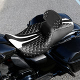 C.C. RIDER Touring Seat Driver Passenger Seat With Backrest For Harley Touring Street Glide Road Glide Electra Glide, Black White, 2008-2023