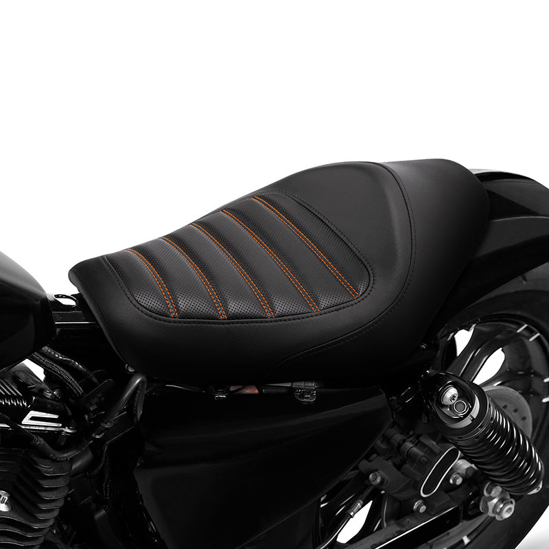 C.C. RIDER Sportster Seat Café Racer Style Orange line Chopper Seat Bobber Seat For Sportster Iron 883 Iron1200 XL883 XL1200, 2010-2023